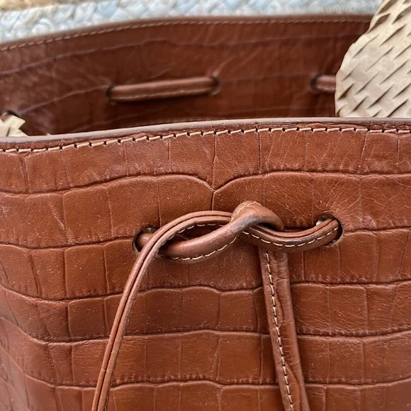 Sezane Farrow Camel Croco Bucket Bag - Picture 8 of 16